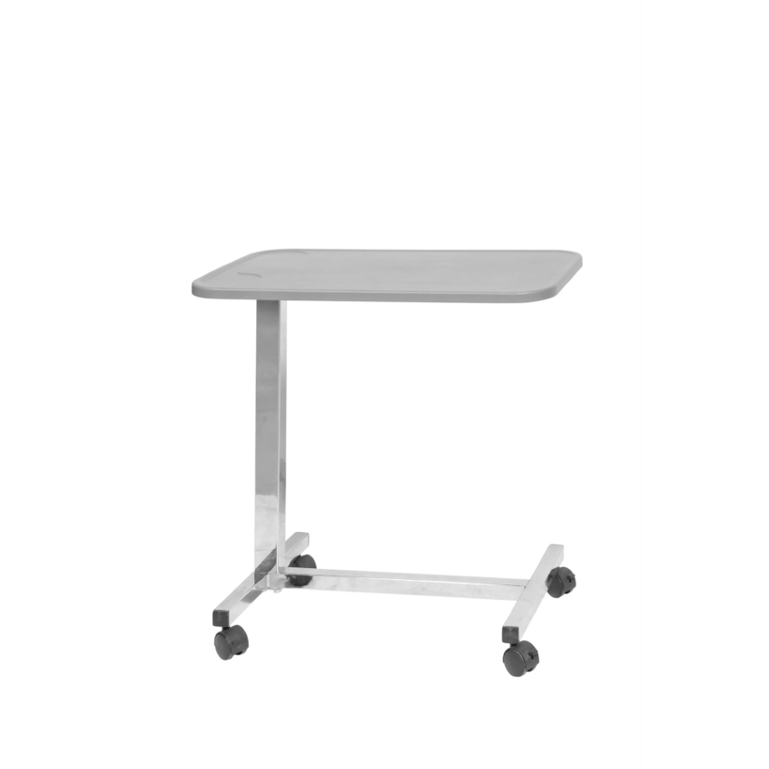 Τραπεζάκι-τροχήλατο-νοσοκομειακό-0811377 Το Tροχήλατο νοσοκομειακό τραπεζάκι 0811377 έχει ατσάλινο σκελετό και φρένα στους μπροστινούς τροχούς.