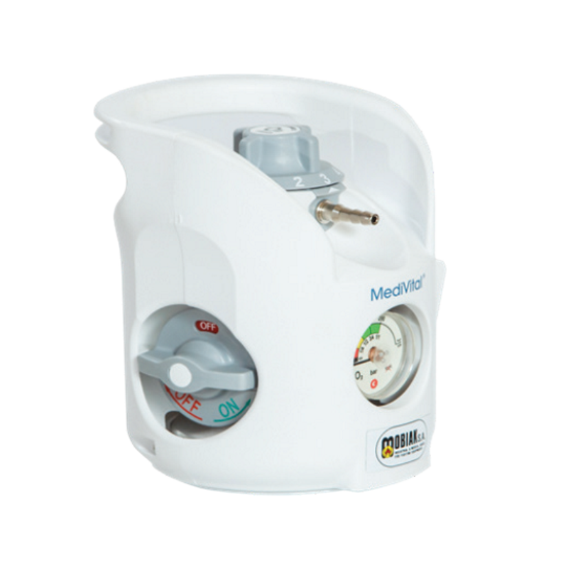0810355 Το Κλείστρο – Ρυθμιστής Οξυγόνου MediVital 1 – 25Lt / Min έχει συμπαγή και ελαφρύ σχεδιασμό με βάρος από 1.150 γραμμάρια