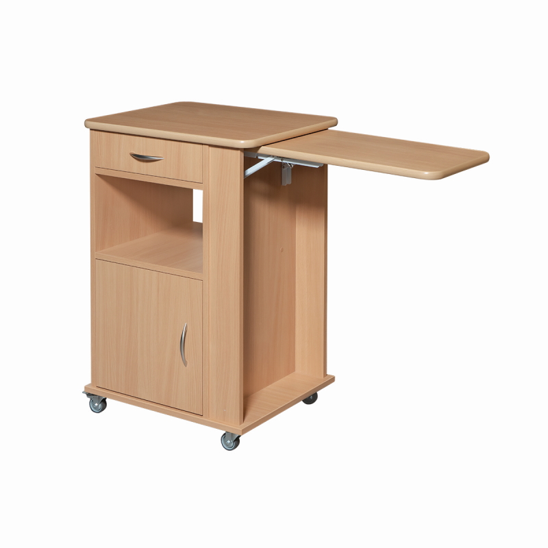 Τροχήλατο, Ξύλινο Κομοδίνο Νοσοκομειακής Κλίνης με Πτυσσόμενο Τραπεζάκι 0805621 Mobiak