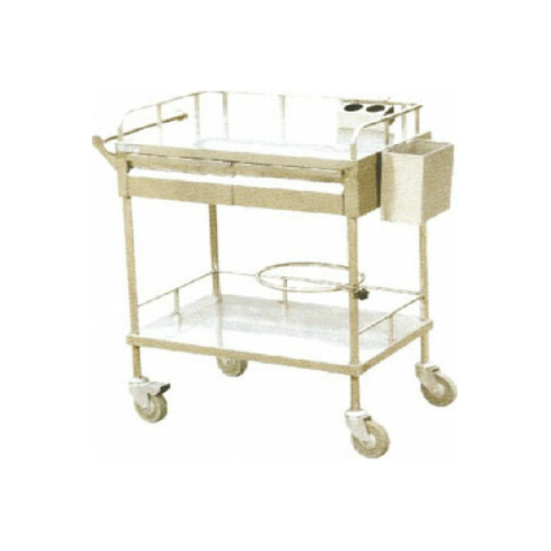 Τροχήλατο Τραπέζι Νοσηλείας Με 2 Ράφια Και 2 Συρτάρια INOX KB121 Μαρινόπουλος