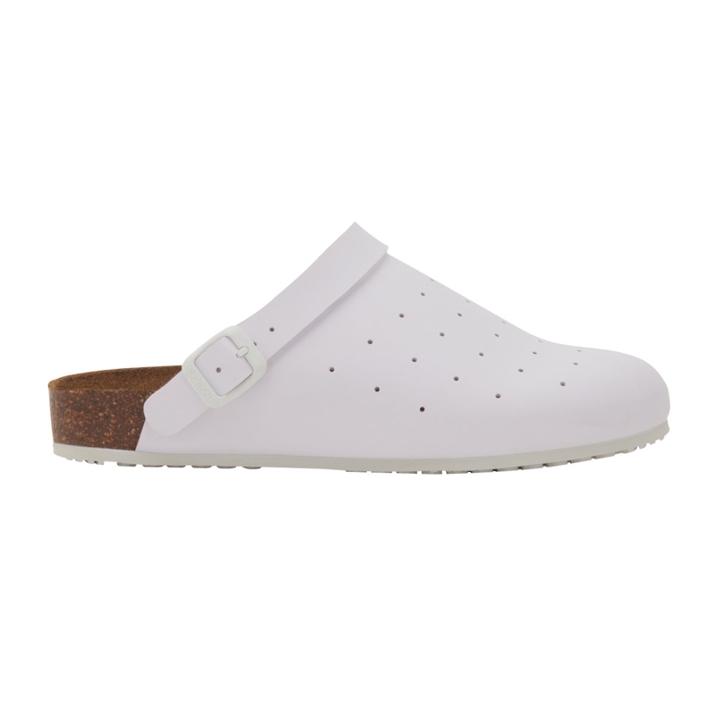 CORK PRO CLOG WHITE perforated Scholl Professional Cork Pro Clog Punched Ανατομικά Σαμπό με φελλό Mobiak